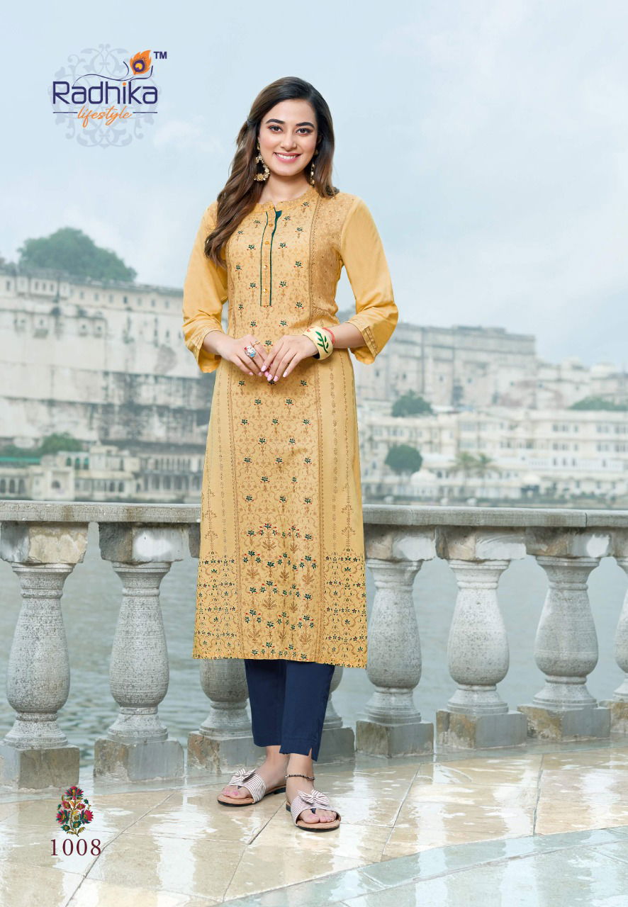 Radhika Flamingo 1 Wholesale Kurti With Pant Collection